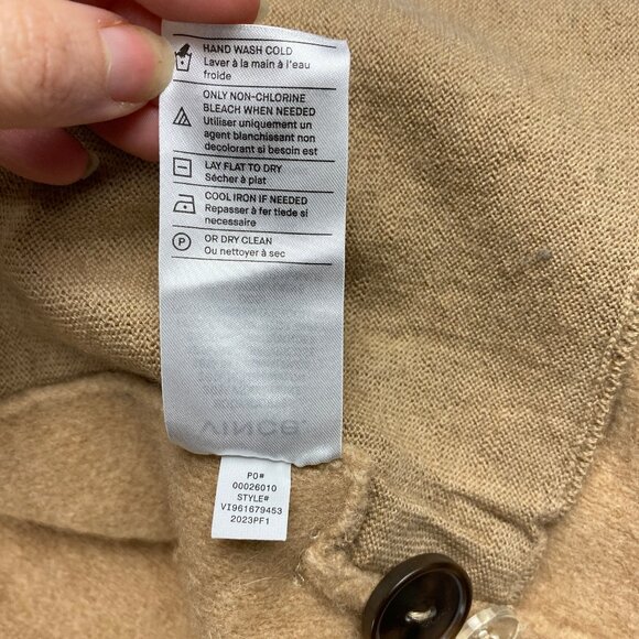 Vince Jacket Women's Size 2X Wool Alpaca Blend Double Breasted Knit Blazer Tan - Picture 10 of 13